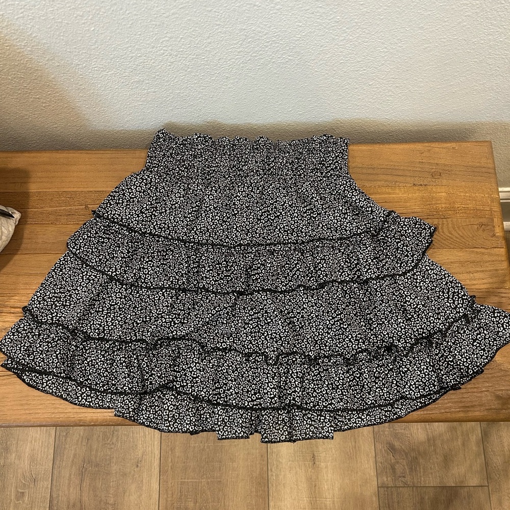 Altar'd State Black Floral A-Line Skirt